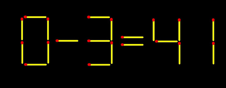 Thử tài IQ: Di chuyển một que diêm để 0-3=41 thành phép tính đúng- Ảnh 1.