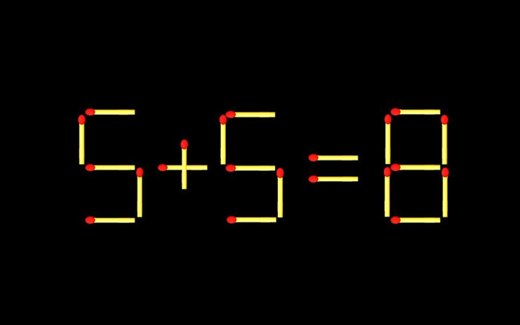 Thử tài IQ: Di chuyển một que diêm để 5+5=8 thành phép tính đúng