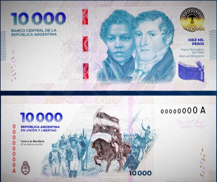 Argentina đưa vào lưu hành tờ tiền 10.000 peso mới- Ảnh 1.