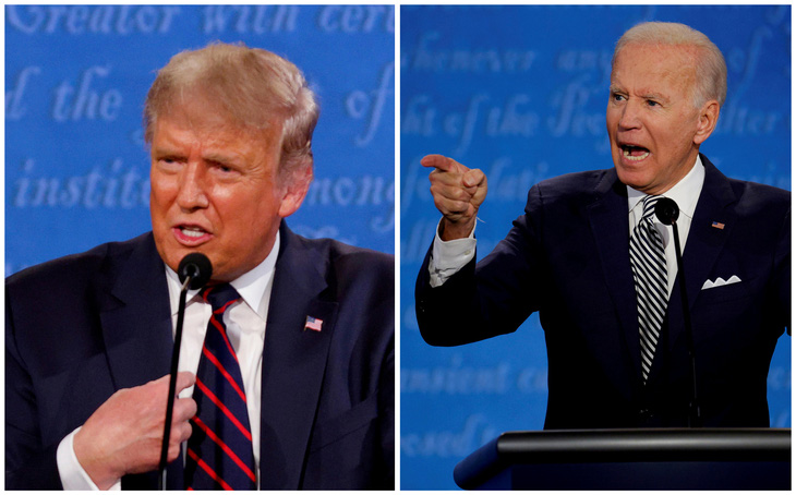 Tổng thống Mỹ Joe Biden (phải) và cựu tổng thống Mỹ Donald Trump - Ảnh: REUTERS