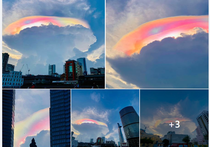 Hình ảnh mây ngũ sắc được chia sẻ trên mạng xã hội