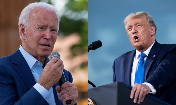 Tổng thống Mỹ Joe Biden (trái) và cựu tổng thống Donald Trump - Ảnh: AFP
