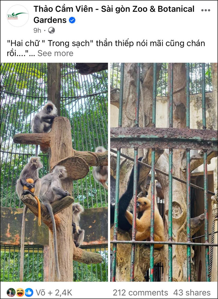 Fanpage của Thảo cầm viên Sài Gòn phải lên tiếng "rửa oan" cho khỉ mẹ.