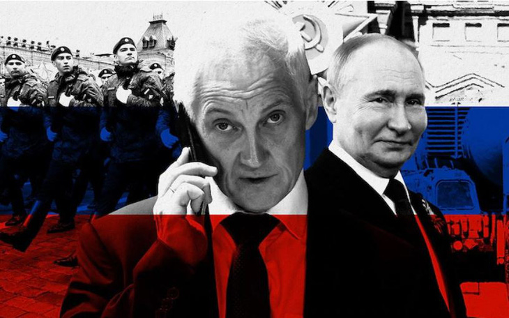 Ảnh ghép cho thấy Tổng thống Nga Vladimir Putin (phải) và ông Andrei Belousov - Ảnh: THE TELEGRAPH