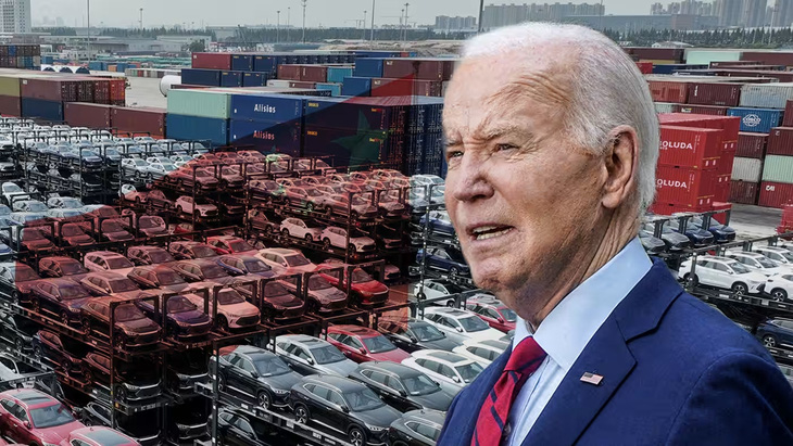 Tổng thống Joe Biden tăng thuế đối với xe điện và các mặt hàng khác của Trung Quốc khi Mỹ bước vào mùa bầu cử - Ảnh: NIKKEI/REUTERS, AFP
