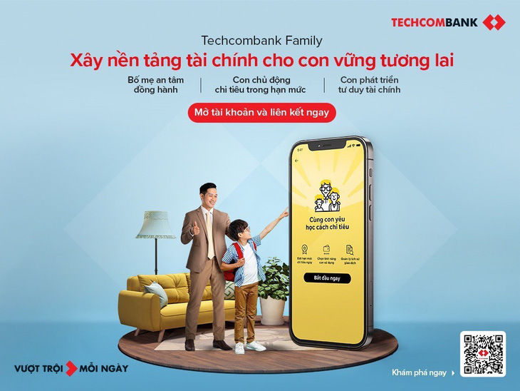Techcombank đã ra mắt dịch vụ Techcombank Family, hướng đến việc hỗ trợ phát triển tư duy tài chính sớm cho trẻ em - Ảnh: TCB