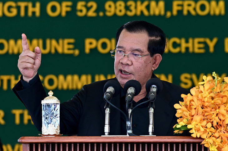 Chủ tịch Thượng viện Campuchia Hun Sen kêu gọi đẩy nhanh tiến độ xây dựng kênh đào Phù Nam Techo - Ảnh: AFP