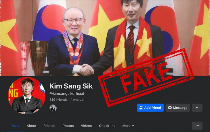 Thông báo từ công ty đại diện pháp lý của HLV Kim Sang Sik khẳng định ông không sử dụng bất kỳ tài khoản mạng xã hội nào ở thời điểm hiện tại - Ảnh: DJ