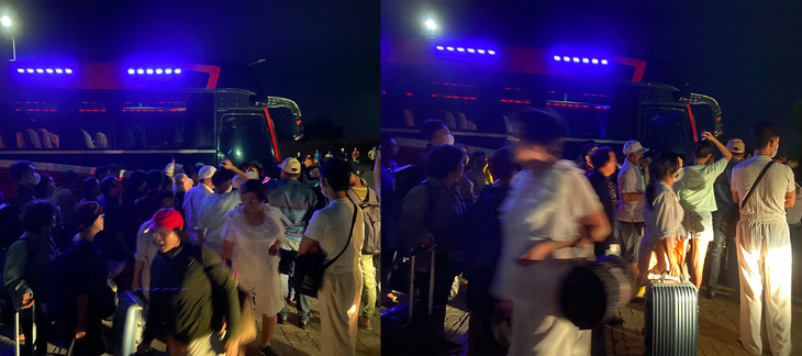 Khung cảnh hỗn loạn khi nhiều người dân chen chúc lên xe trung chuyển từ cảng Sài Gòn - Hiệp Phước về trung tâm thành phố (sau khi đi tàu cao tốc TP.HCM - Côn Đảo) - Ảnh: GIAI THỤY