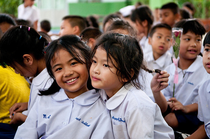 Học sinh tiểu học trong dịp tựu trường tại Thái Lan - Ảnh: VOLUNTEER THAILAND