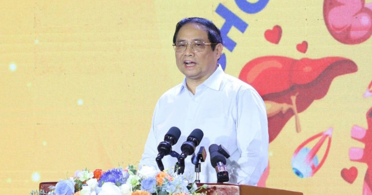 Thủ tướng Phạm Minh Chính phát biểu phát động đăng ký hiến tặng mô, tạng - Ảnh: T.H.