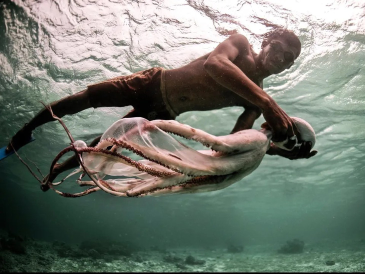 Người Bajau có thể lặn sâu tới 70m và nín thở trong 13 phút - Ảnh: Twitter / @timecaptales