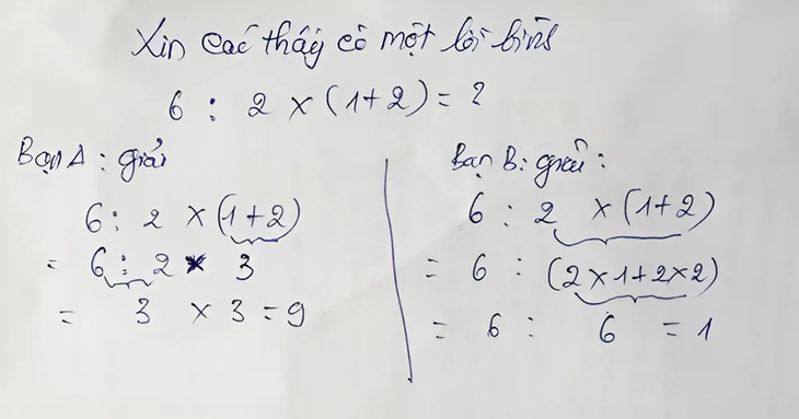 Phép toán gây tranh cãi: 6 : 2(1+2) = 1 hay 9?- Ảnh 1.