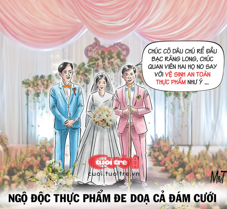Đám cưới an toàn vệ sinh thực phẩm - Tranh: Đỗ Minh Tuấn 