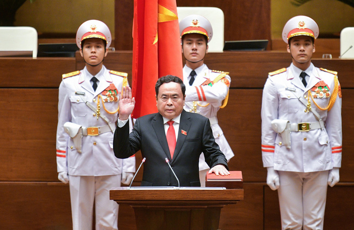Tân Chủ tịch Quốc hội Trần Thanh Mẫn tuyên thệ - Ảnh: GIA HÂN