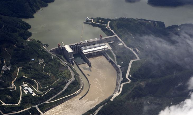 Đập thủy điện Cảnh Hồng trên sông Lan Thương (cách Trung Quốc gọi sông Mekong đoạn chảy qua nước này) - Ảnh: GLOBAL TIMES