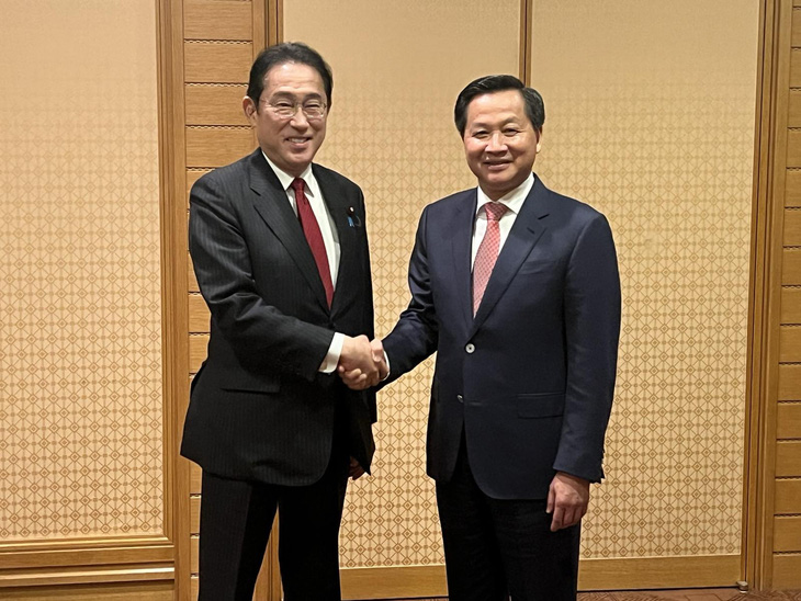 Phó thủ tướng Lê Minh Khái gặp Thủ tướng Nhật Bản Kishida Fumio - Ảnh: BỘ NGOẠI GIAO