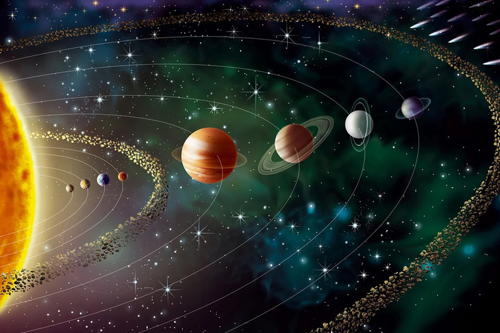 Hình minh họa Mặt trời và các hành tinh trong Hệ Mặt trời - Ảnh: Scientific American