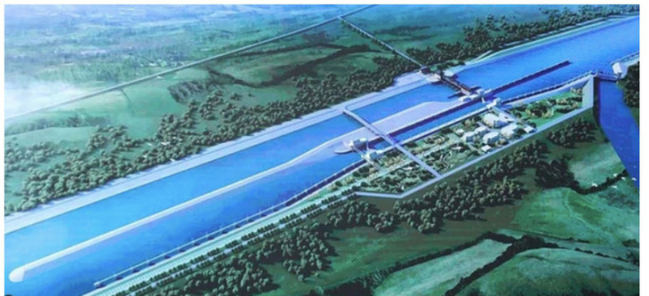 Phối cảnh 3D dự án kênh đào Phù Nam Techo do Bộ Giao thông công chánh Campuchia công bố - Ảnh: Chính phủ Campuchia