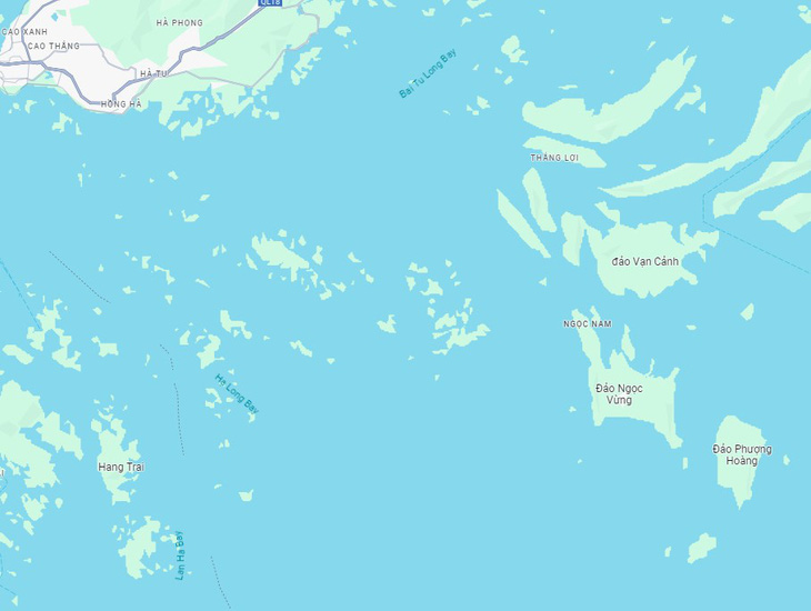 Vị trí vịnh Hạ Long và Bái Tử Long trên bản đồ - Ảnh chụp màn hình Google Maps