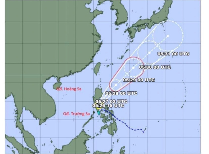 Vị trí và hướng di chuyển bão Ewiniar - Ảnh: NCHMF