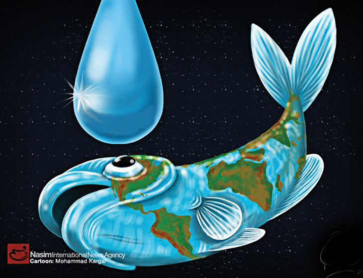 Hành tinh tựa con cá nó… khóc vì nước - tranh của Abbas Goodarzi, họa sĩ Iran.