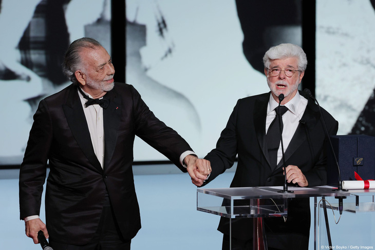 Francis Ford Coppola (trái) và George Lucas, hai nhà làm phim kỳ cựu của điện ảnh thế giới - Ảnh: GETTY IMAGES
