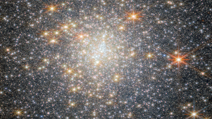 Cụm sao cầu NGC 6440 quay quanh vùng phình trung tâm thiên hà - vùng tập trung dày đặc các ngôi sao - của Dải Ngân hà. Việc quan sát các cụm sao dày đặc là một thách thức cho đến khi kính viễn vọng không gian James Webb xuất hiện - Hình ảnh: ESA/Webb, NASA & CSA, P. Freire