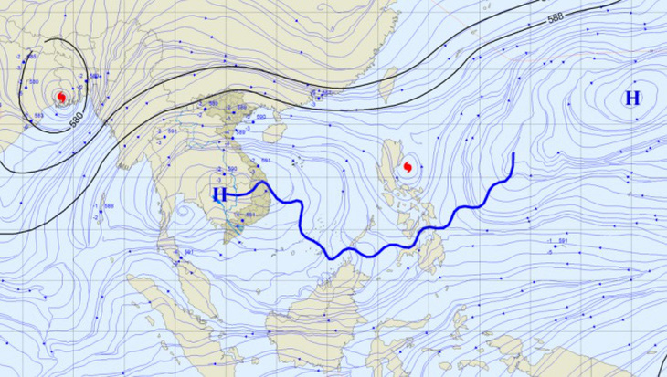 Rãnh áp thấp đang hoạt động và ảnh hưởng tới Nam Bộ - Nguồn: ĐÀI KHÍ TƯỢNG THỦY VĂN KHU VỰC NAM BỘ