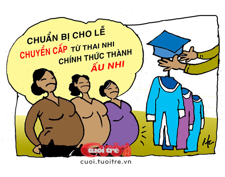 Lễ trưởng thành dành cho... bà bầu - Tranh: Hà Huy Chương 