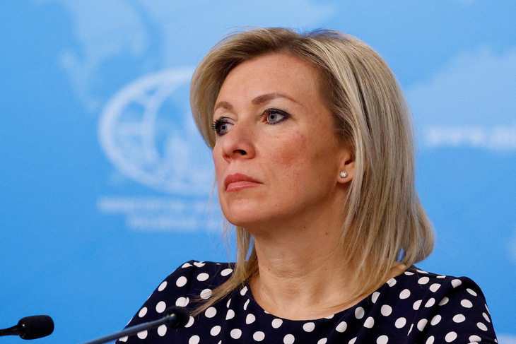 Người phát ngôn Bộ Ngoại giao Nga Maria Zakharova phát biểu họp báo hồi tháng 1-2024 - Ảnh: REUTERS