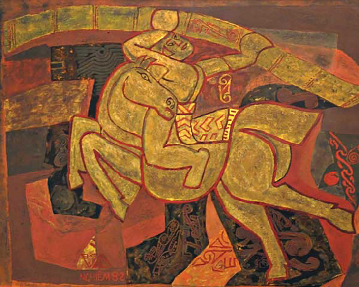 Bức Thánh Gióng của Nguyễn Tư Nghiêm trưng bày tại triển lãm 70 năm Chiến thắng Điện Biên Phủ