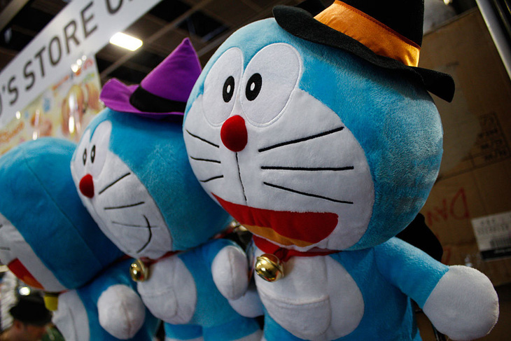 Mèo Doraemon trở thành trung tâm của lễ cầu mưa ở Thái Lan - Ảnh: Time