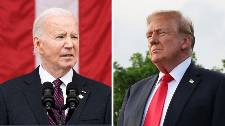 Tổng thống Mỹ Joe Biden (trái) và cựu tổng thống Donald Trump - Ảnh: CNN/REUTERS
