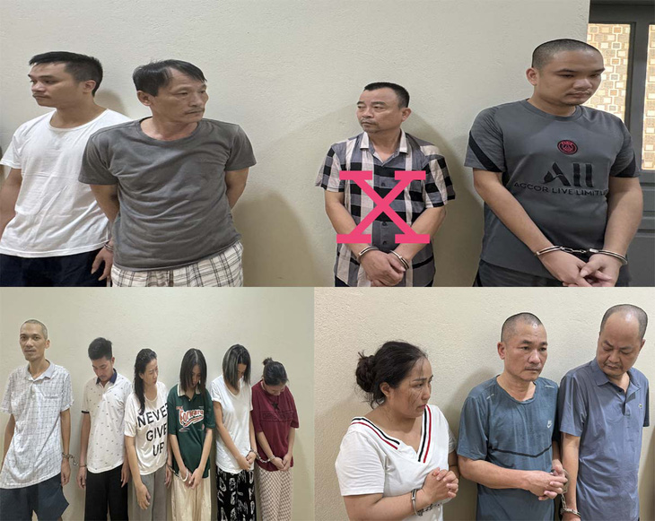 Các nghi phạm trong nhóm đánh bạc vừa bị công an bắt giữ - Ảnh: Công an tỉnh Thanh Hóa cung cấp