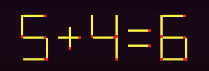 Thử tài IQ: Di chuyển hai que diêm để 5+4=6 thành phép tính đúng- Ảnh 1.