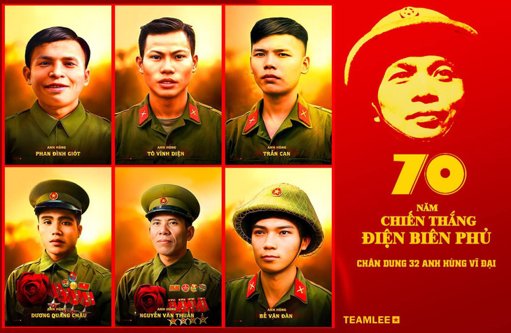 Một số chân dung được nhóm phục dựng để tri ân những anh hùng của Chiến thắng Điện Biên Phủ - Ảnh: TEAM LEE