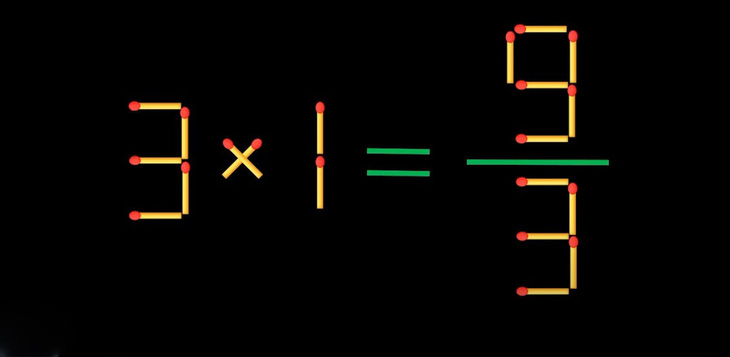 Thử tài IQ: Di chuyển một que diêm để 9x1=5/3 thành phép tính đúng- Ảnh 2.