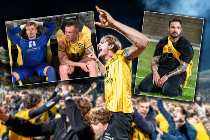 Cổ động viên và cầu thủ Roda JC (Hà Lan) tràn vào sân 