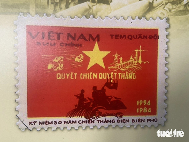 Mẫu tem quân đội kỷ niệm 30 năm Chiến thắng Điện Biên Phủ