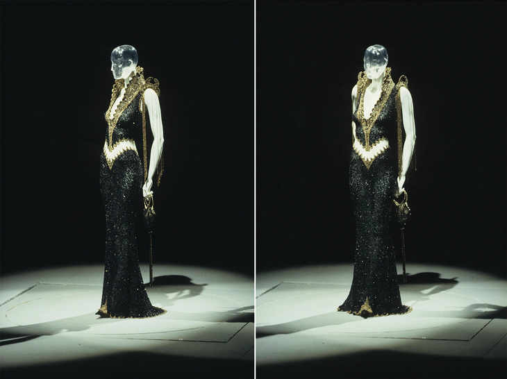 Chiếc đầm Givenchy do Alexander McQueen lưu trữ là mẫu thiết kế trong bộ sưu tập mùa thu 1999 và chưa từng được xuất hiện trên sàn catwalk, từ trước đến nay chỉ được trưng bày trên ma nơ canh.