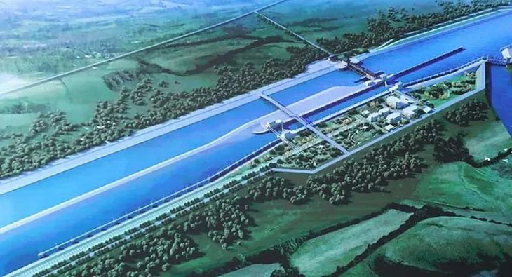 Phối cảnh 3D dự án kênh đào Phù Nam Techo do Bộ Giao thông công chánh Campuchia công bố gần đây - Ảnh: Chính phủ Campuchia