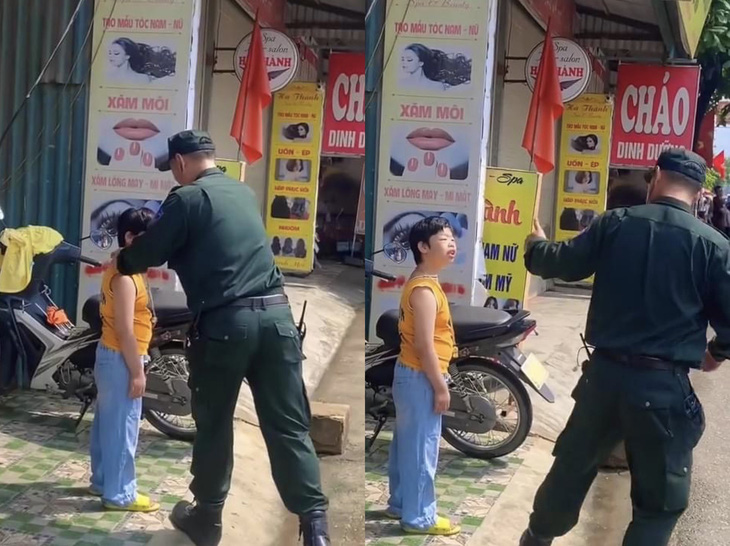 Thượng tá Phạm Đại Đồng tặng chiếc còi chỉ huy cho bé gái ở Điện Biên - Ảnh cắt từ clip