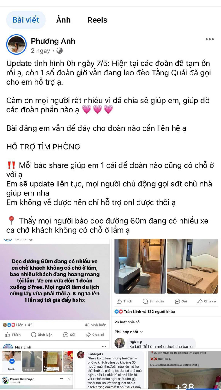 Các hộ gia đình tại Điện Biên lên Facebook mời khách về nhà mình ở miễn phí - Ảnh chụp màn hình