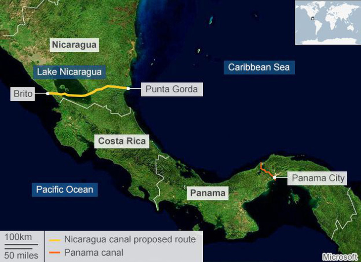 Phối cảnh dự án kênh đào Nicaragua - Ảnh: VOX