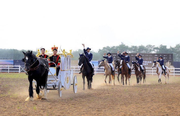 Diễu hành ra mắt nhiều loại ngựa quý tại buổi khai trương học viện cưỡi ngựa ở Hải Phòng - Ảnh: T.NGỌC