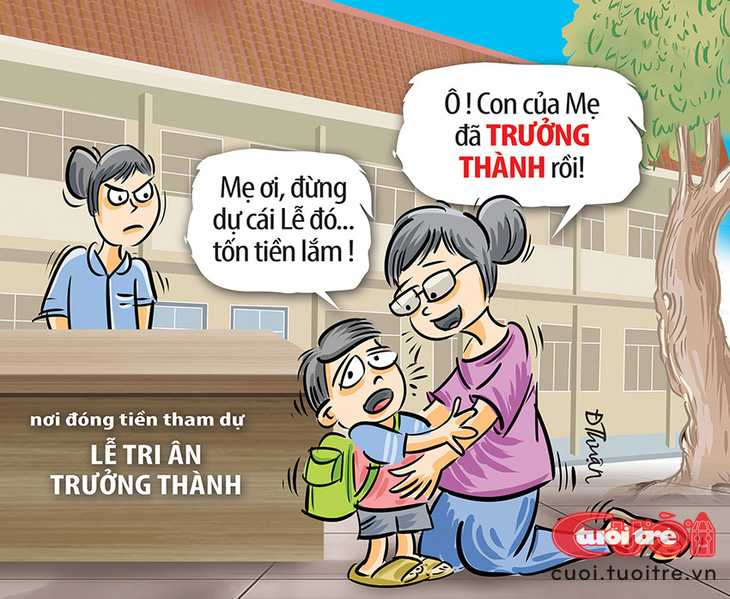 Bà mẹ suýt ngất vì con trai trưởng thành thật sự - Tranh: Đức Thuận 