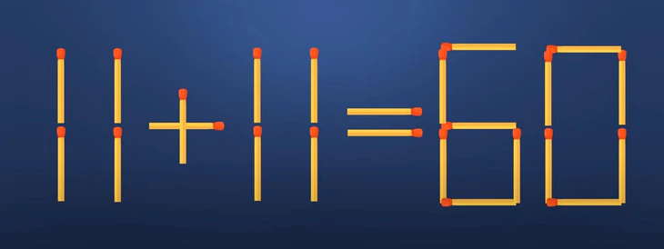 Thử tài IQ: Di chuyển một que diêm để 11+11=60 thành phép tính đúng- Ảnh 1.