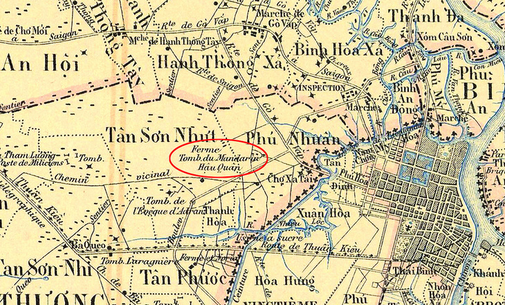 Sài Gòn 1885, làng Phú Nhuận, Ferme Tomb.du. Mandarin Hậu Quân. Ảnh: WIKIMEDIA COMMONS