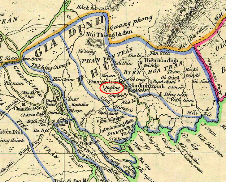 Địa danh Holăng trên An Nam Đại quốc họa đồ, 1838. Ảnh: WIKIPEDIA